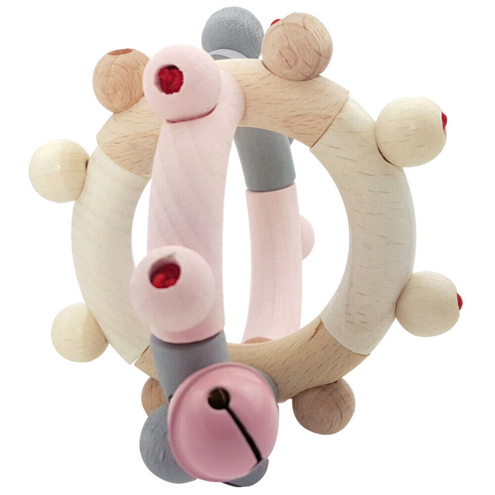 Wooden 9cm Rattle Motor Ball Toy Baby/Infant 0m+ Natural Pink