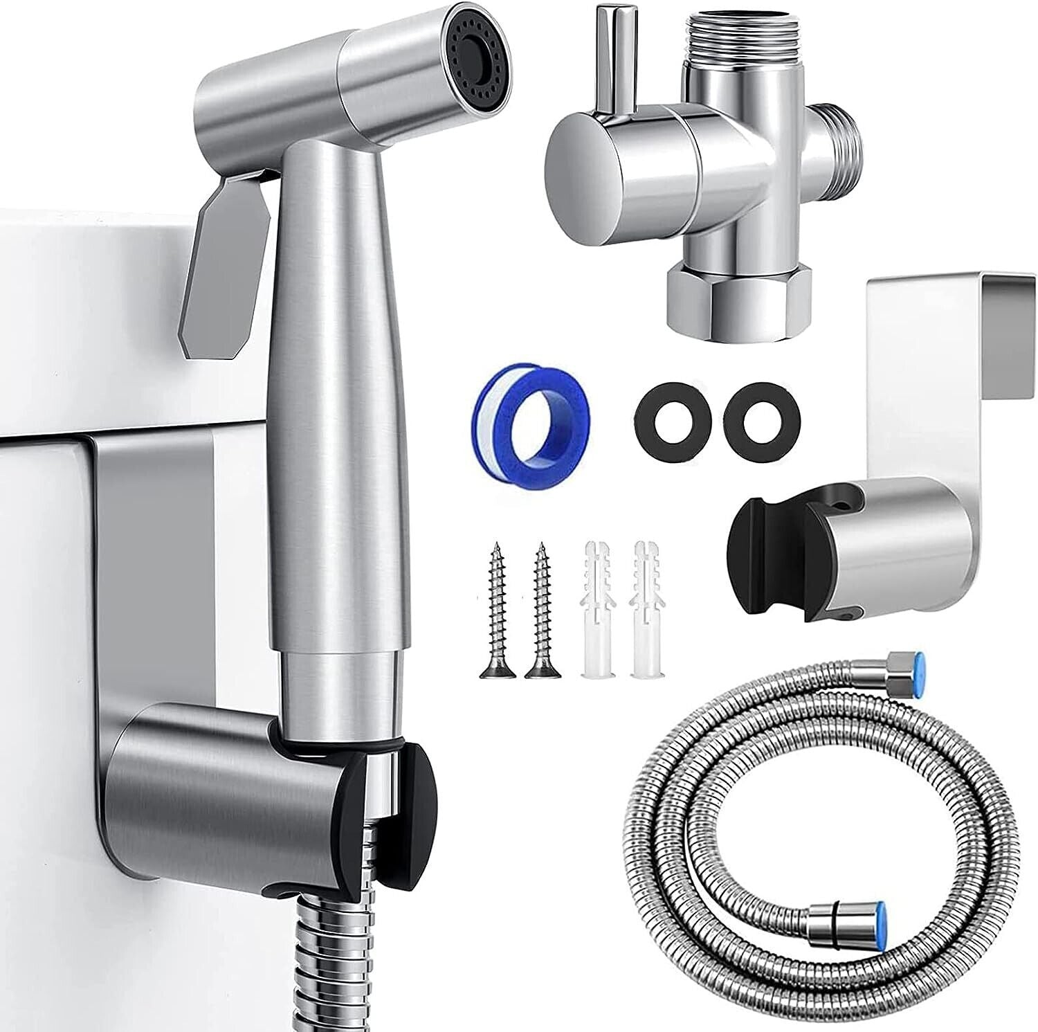 Stainless Steel Handheld Douche Bidet Toilet Spray Shower Shattaf Diverter Kit