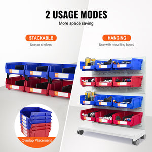 Hanging Stackable Storage Bin Plastic Organizer Garage Box 6 PCS Blue/Red