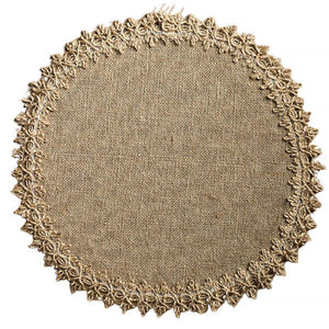 6PCS C Placemats Linen Table Mats with Tassel Lace Woven Rectang Tableware