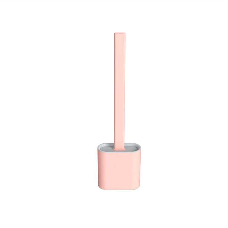 Pink Bathroom Silicone Bristles Toilet Brush with Holder Creative Cleaning Brush Set