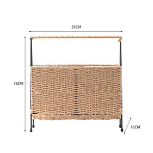 Natural Handwoven Bookshelf Magazine Newspaper Storage Rack Tabletop Book Racks