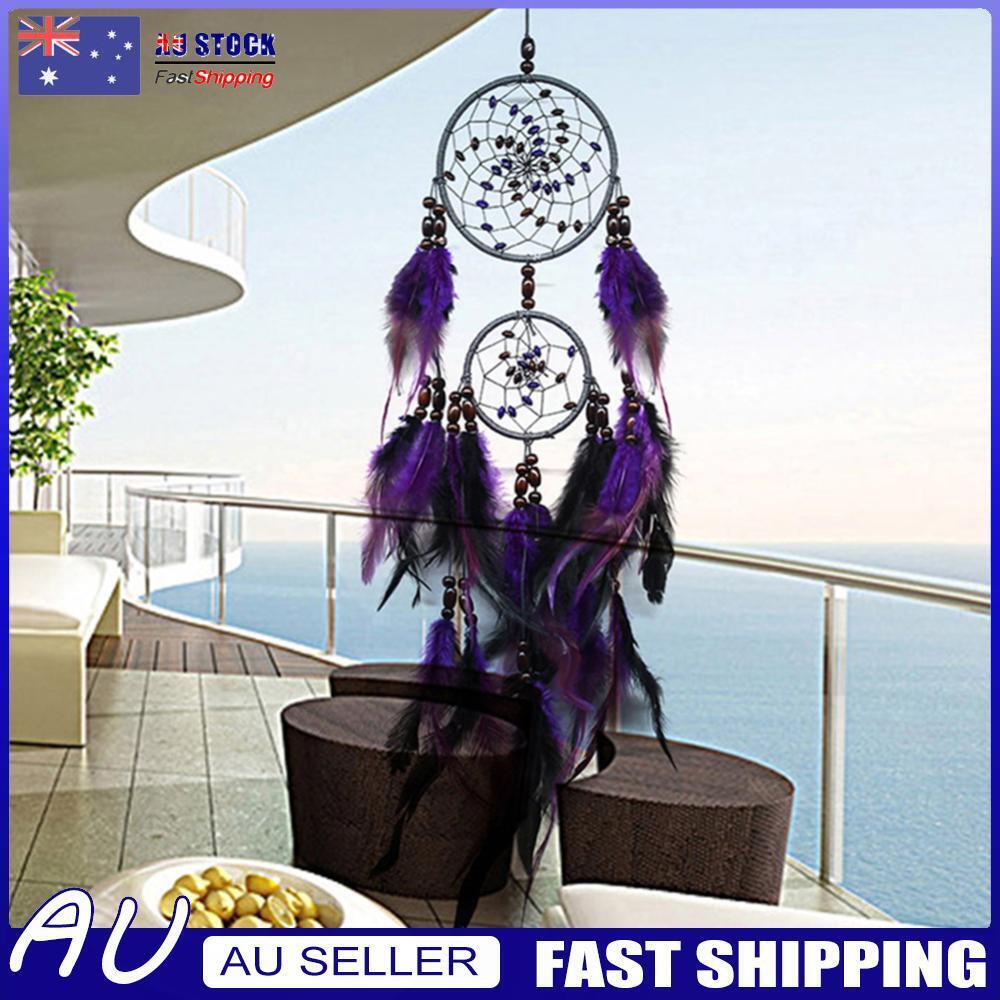 Purple Feather Dream Catcher Pendant Beads Mural Decoration for Party Decoration