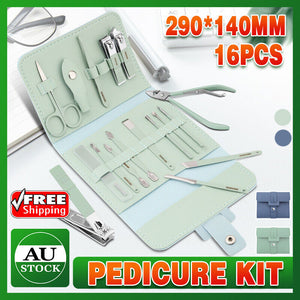 16PCS/Set Tools Pedicure Kit Stainless Steel Nail Grooming Clippers Manicure AU