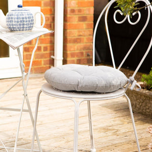 4x Round Dining Chair Seat Cushions Cotton Polyester Outdoor Dining 40cm Grey