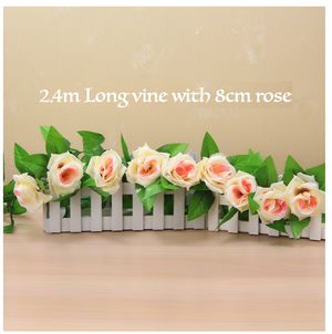 6x 2.4M Champagane Artificial Silk Flowers Fake Vine Ivy Hanging Garland Floral Wedding 6GM