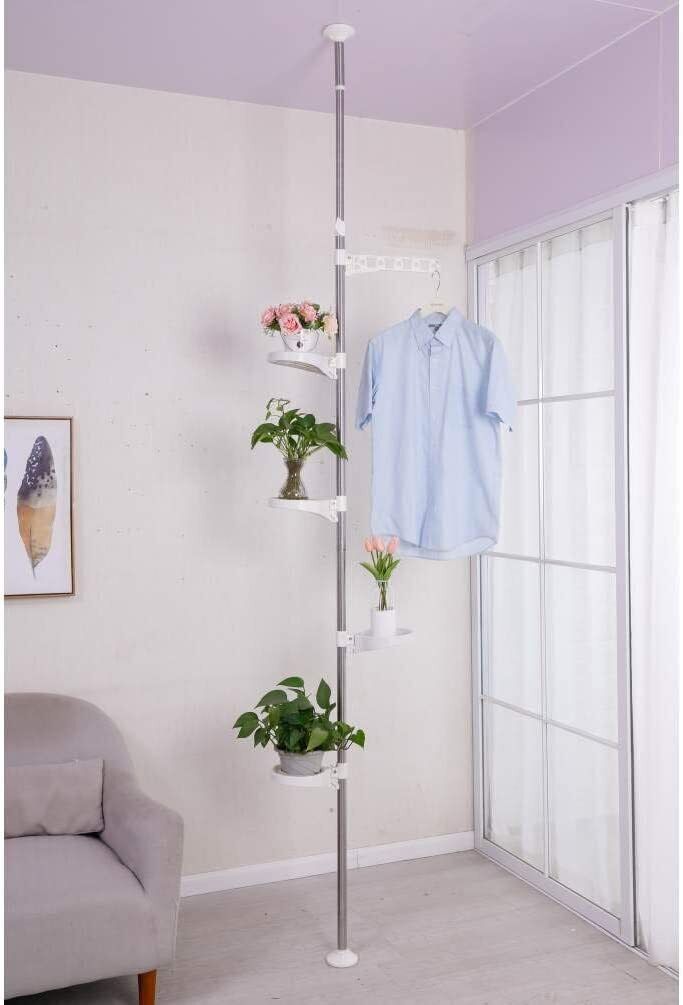 7-Layer Indoor Plant Stands Spring Tension Pole Metal Flower