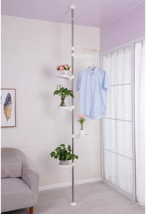 7-Layer Indoor Plant Stands Spring Tension Pole Metal Flower