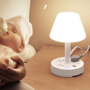 USB Bedside Table & Desk Lamp with 3 USB Charging Ports and 2 Outlets Power Stri