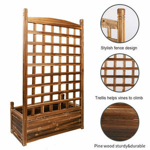 Large Wooden Planter Box Garden Raised Bed with High Trellis Pre-Assembly Panel 115cm