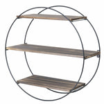 Circular Wood Wall Mounted Floating Shelf Decorative Rack 50cm Diameter