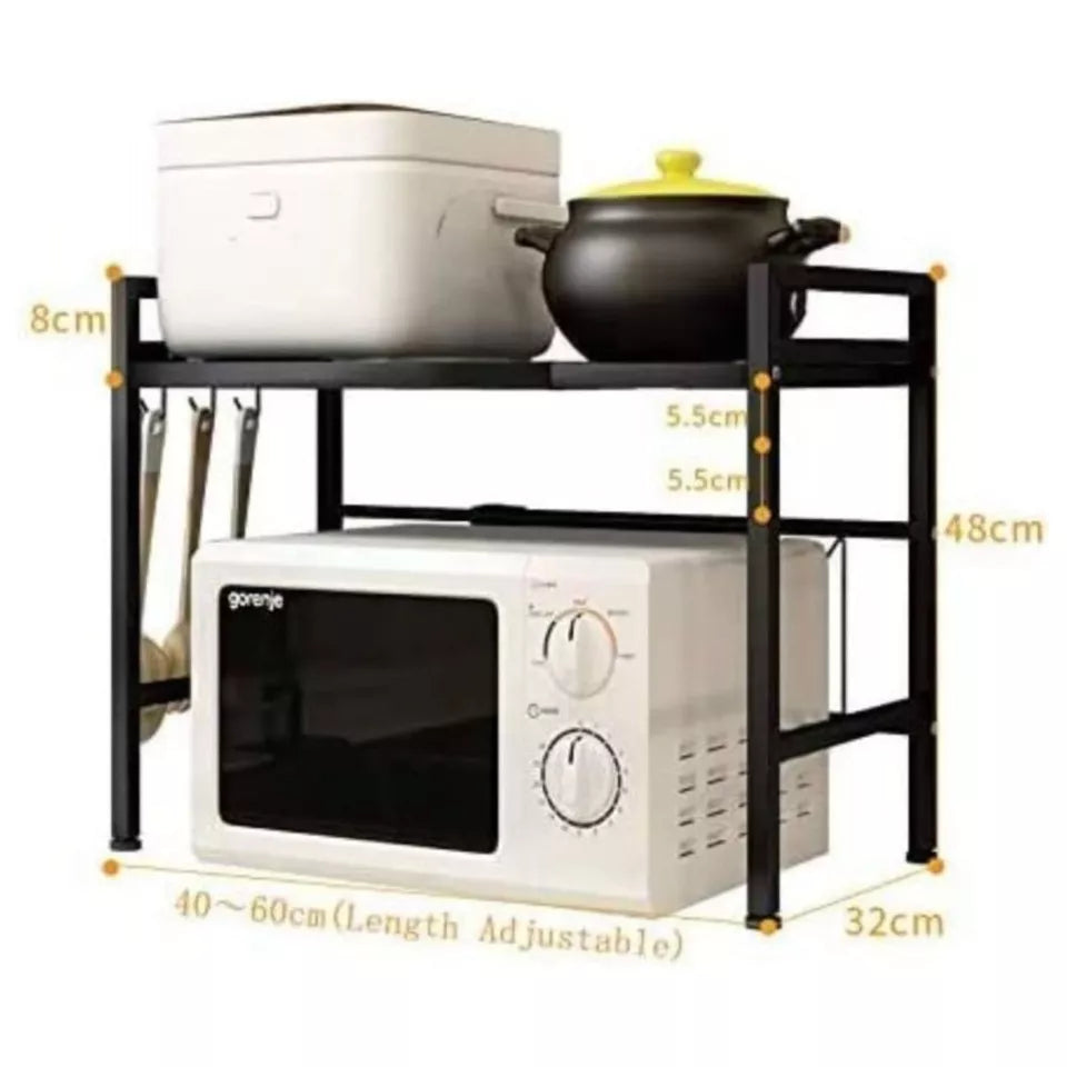 Adjustable Metal Oven Microwave Shelf Kitchen Organiser Storage Rack Holder Set