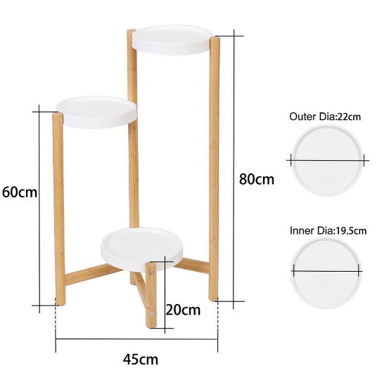 Bamboo Plant Stand 3 Tier Plant Holder for Multiple Flower Pots Indoor Outdoor