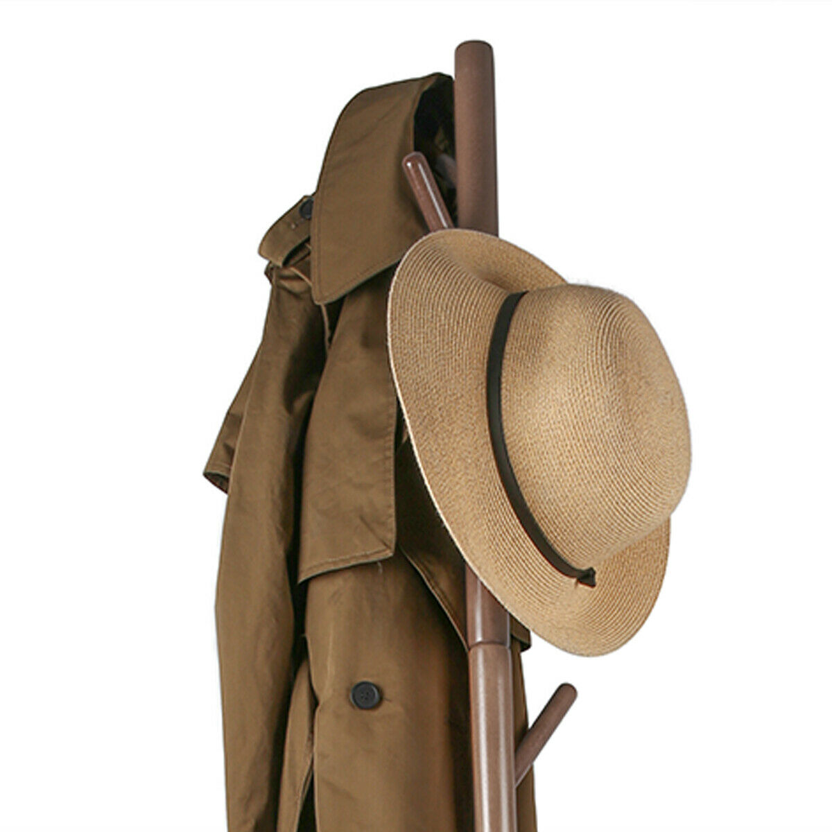 Wooden Coat Stand Rack Clothes Hanger Hat Tree Jacket Bag Umbrella 8Hook Storage