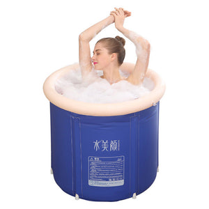 Foldable Portable Bathtub Water Tub Folding PVC Adult Spa Bath Bucket 75*75cm