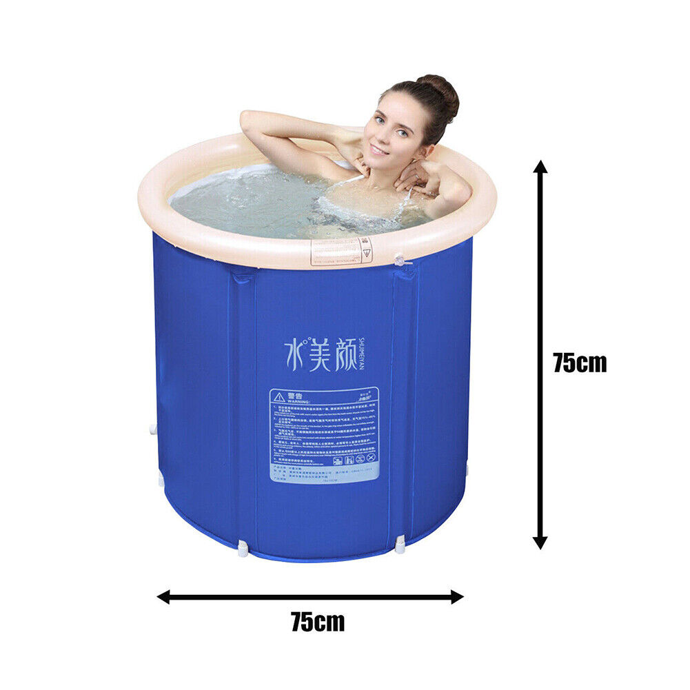 Foldable Portable Bathtub Water Tub Folding PVC Adult Spa Bath Bucket 75*75cm