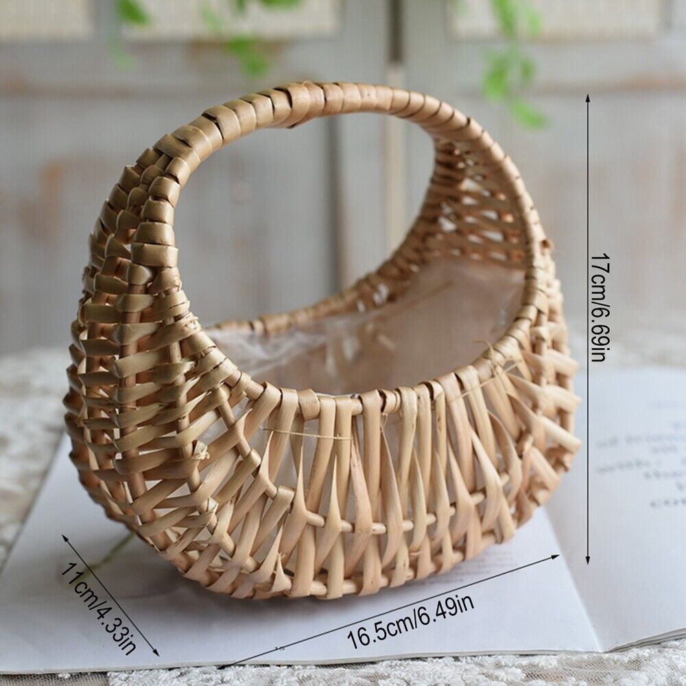 Rattan Woven Basket Flower Basket Gift Packing Basket For Party Wedding Decor