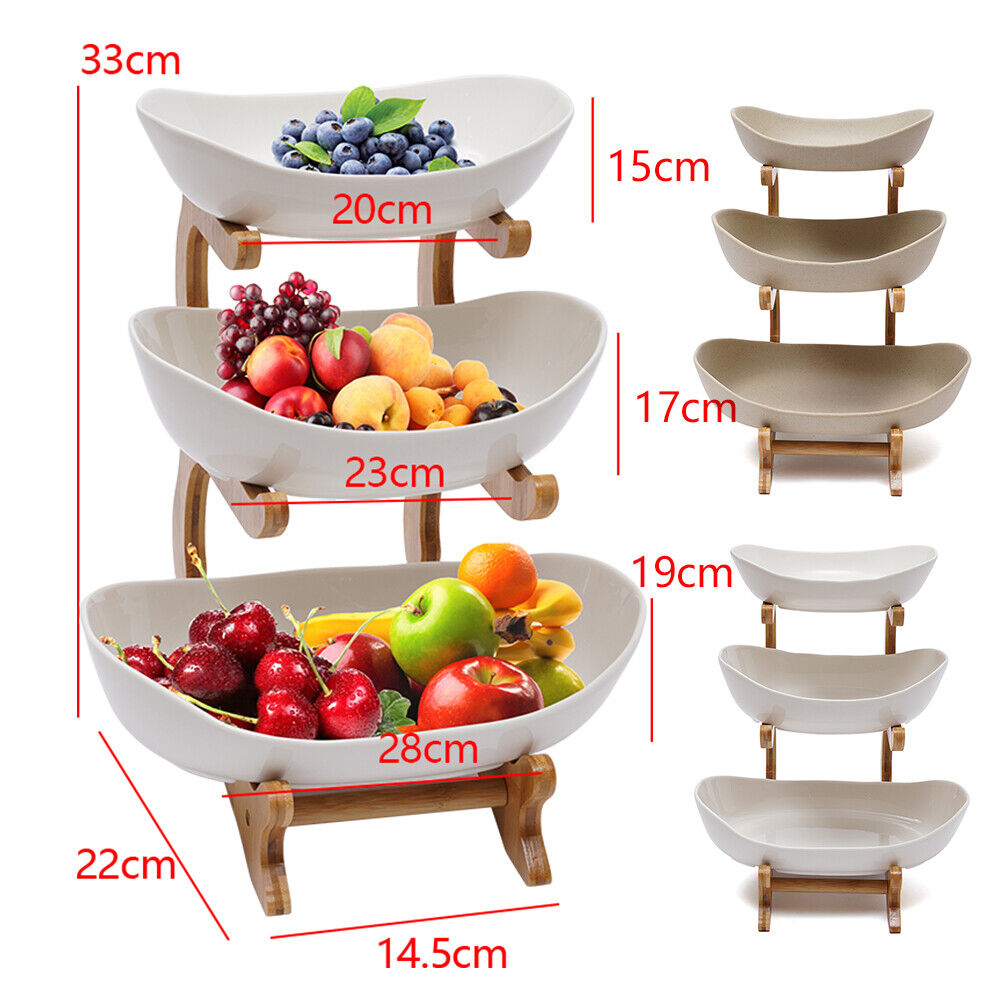 Ceramic Candy Three-layer Fruit Plate Modern Creative Fruit Basket Bowl Holder