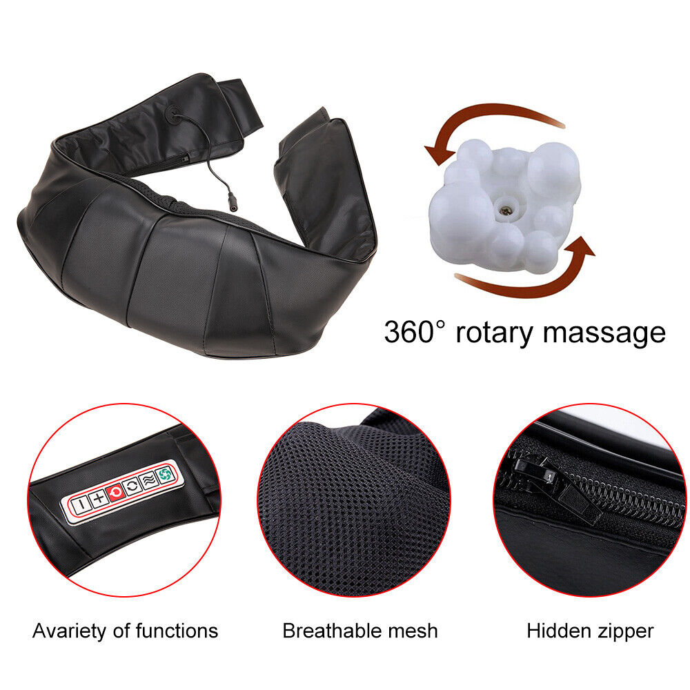Electric Neck Massager Shiatsu Knead Care Cushion Back Shoulder Knead Massage