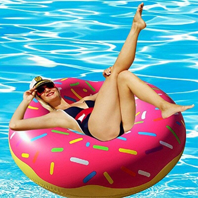 Pink Donut Pool Float Raft Inflatable Ring Swimming Beach Lounge Bed