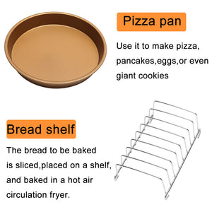 14Pcs 8" Air Fryer Accessories Cake Frying Dish Baking Pan Pizza Tray Pot Rack