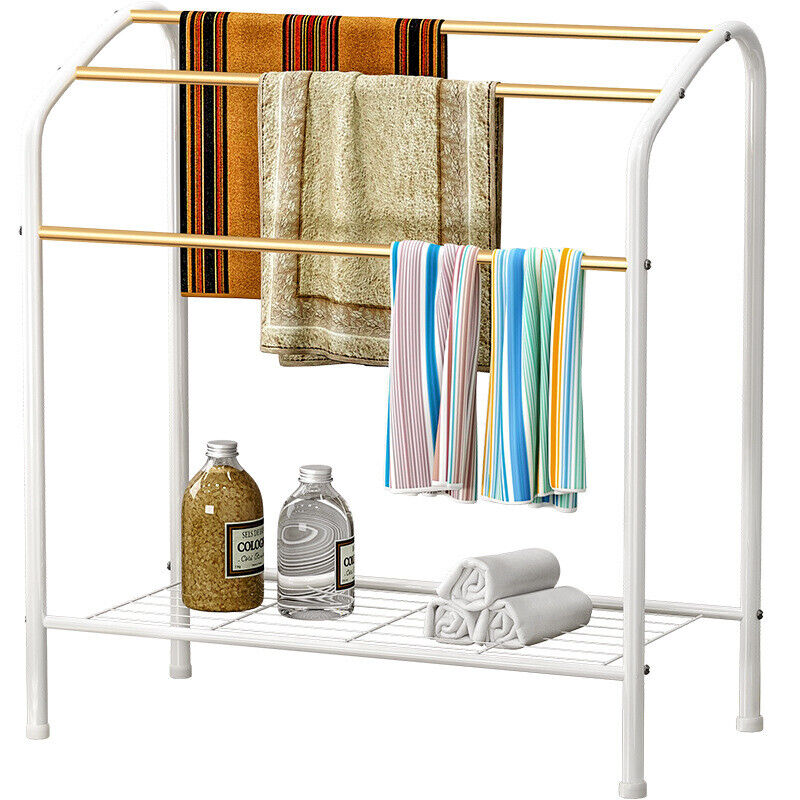 Metal Towel Rack Stand 3 Tiers Large Free Standing Bathroom Storage Shelf Holder