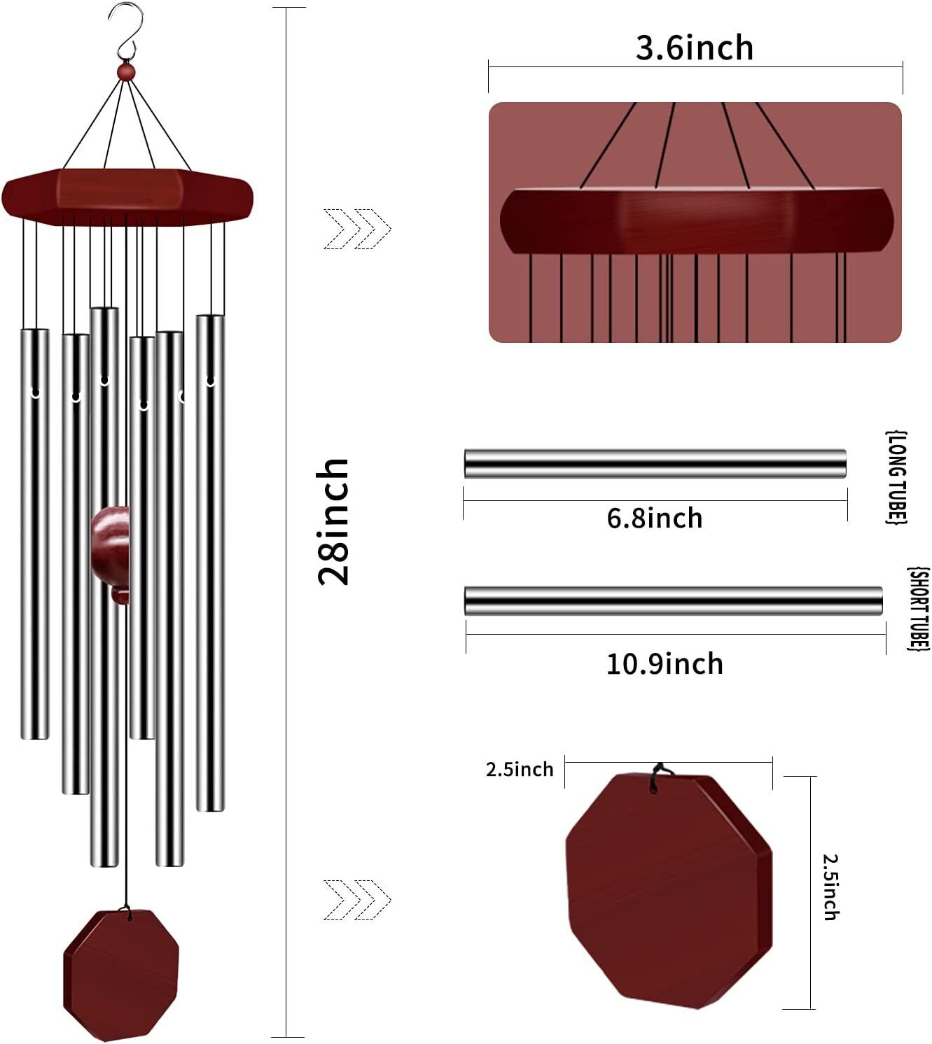 Large Wind Chimes Deep Tone Chapel Bells 27 Tubes Outdoor Garden Home Decor