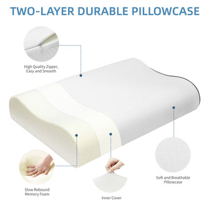 Memory Foam Pillow High Low Side Sleeping Ergonomic Design Rebound Health Care