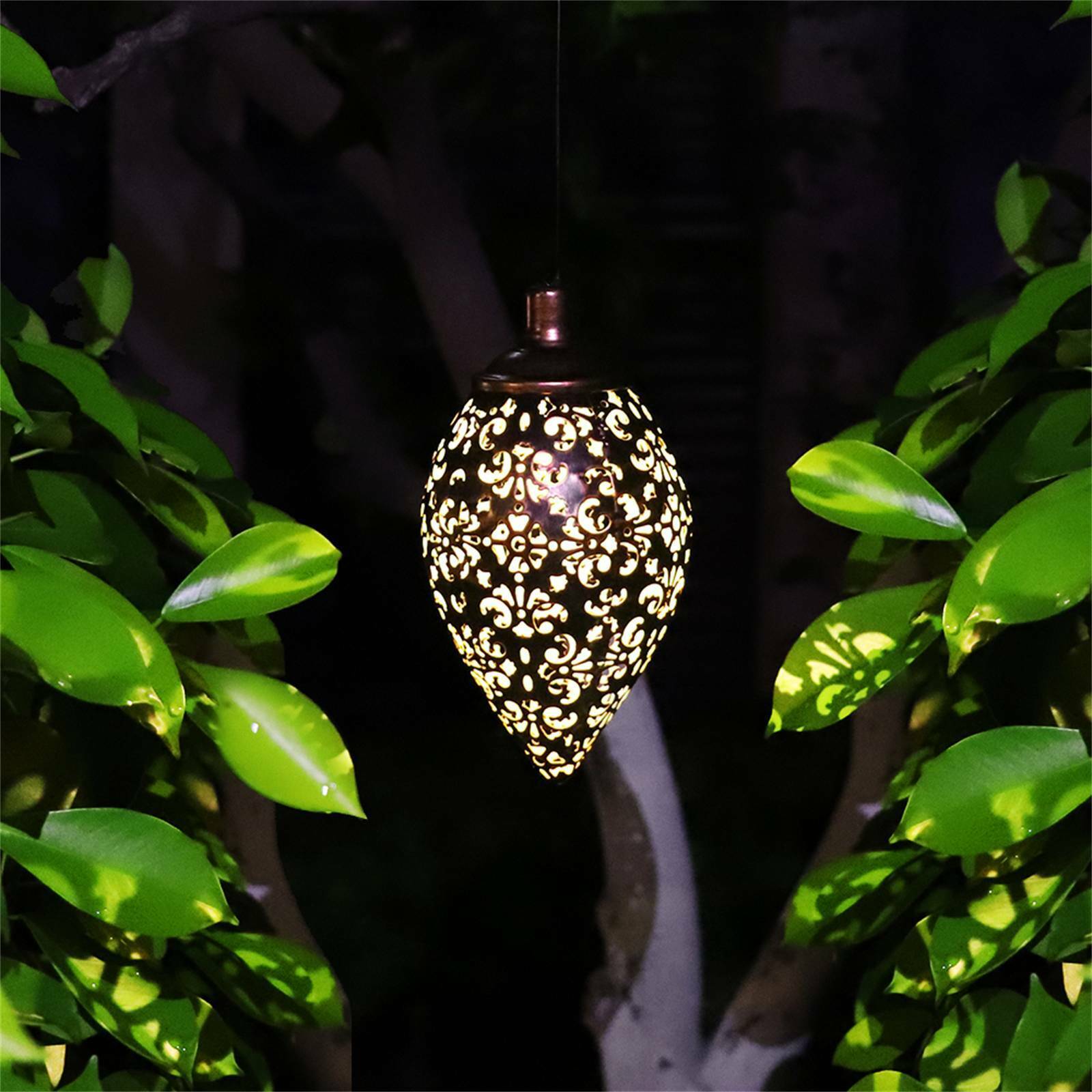 Solar Powered LED Morrocan Lantern Light Hanging Lamp Garden Outdoor Landscape