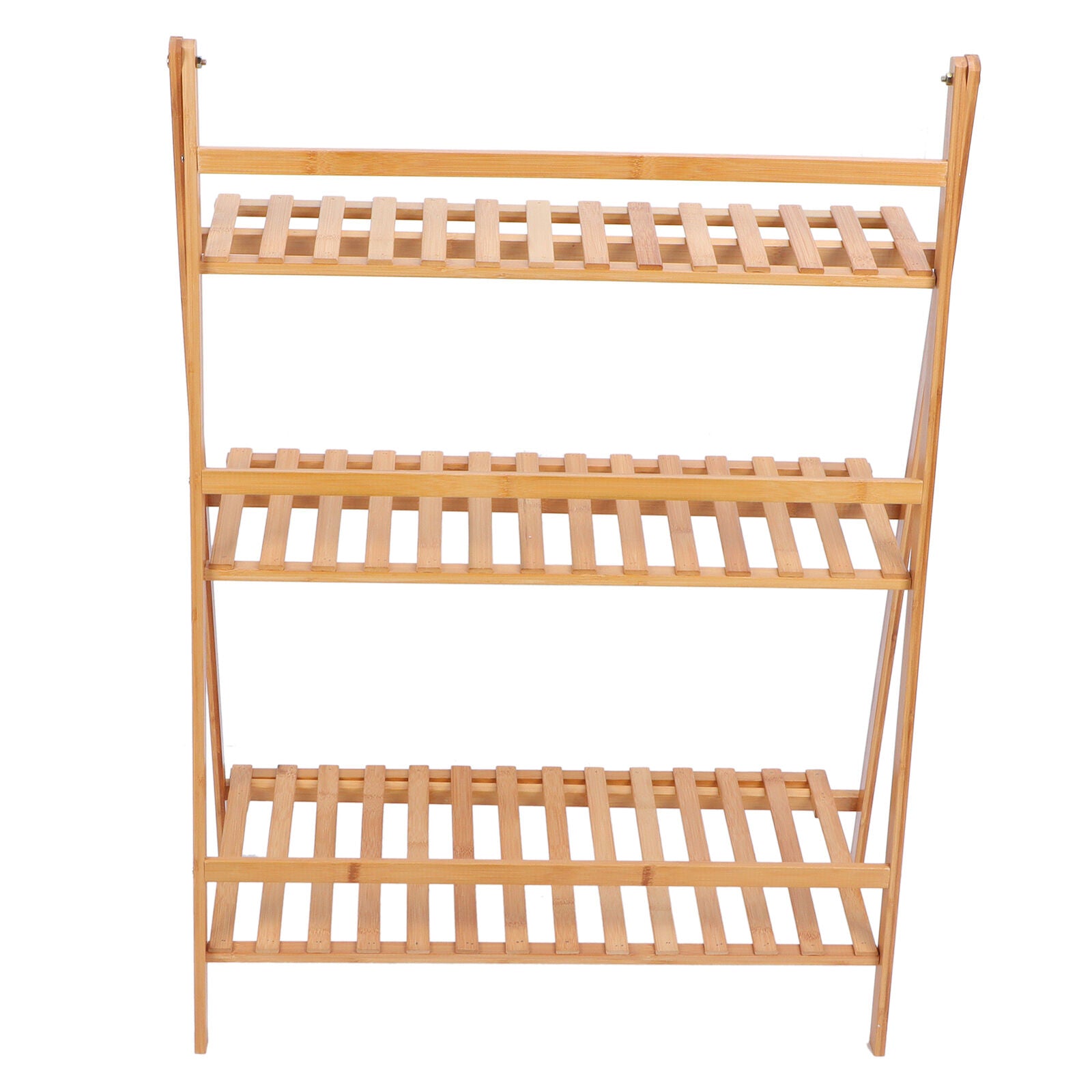 3 Tiers Bamboo Ladder Plant Stand 3-Tier Foldable Flower Pot Display Shelf Rack