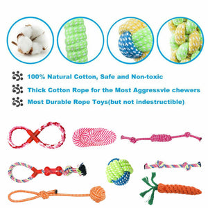 11PC Dog Braided Rope Toys Pet Puppy Chew Bite Toy Gift Tough Cotton Clean Teeth