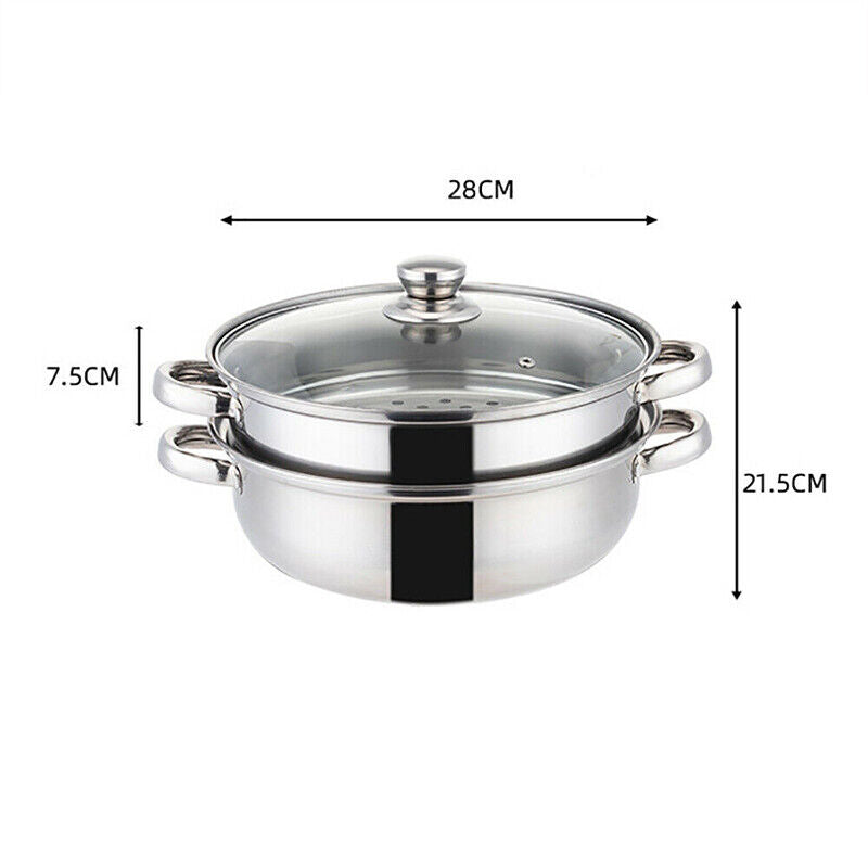 4 /5 Tier Stainless Steel Steamer Meat Vegetable Cooking Steam Pot Cookware