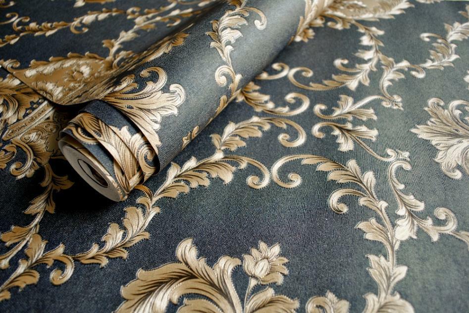 1M Embossed Texture Wallpaper Metallic 3D Damask Wall Roll Washable PVC Decor