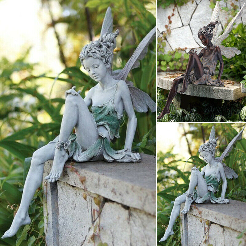 Garden Sitting Fairy Garden Statue Ornament Resin Fairy Statue Sculpture Decor