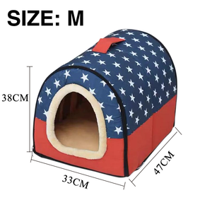 Pet Dog House Kennel Soft Igloo Bed Cave Cat Doggy Puppy Warm Cushion Fold