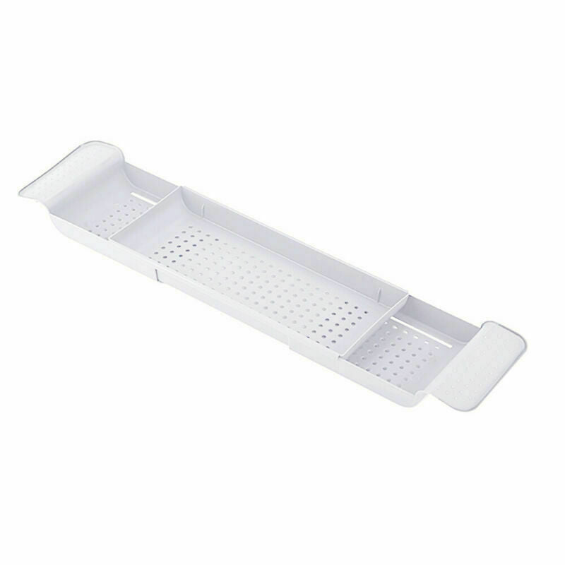 White Bathroom Expandable Bath Caddy Holder Tray Over Bathtub Rack Support Spa