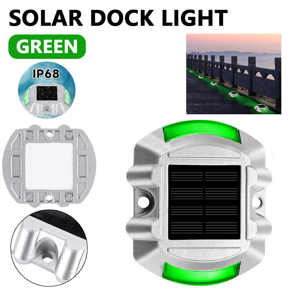 Green 1-4X Solar Driveway Lights Deck Pathway Lights Solar Dock LED Light Safety Light