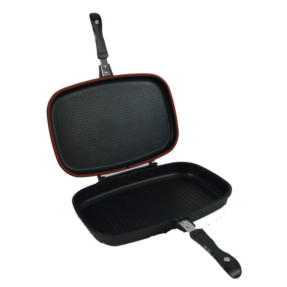 Double Sided Frying Pan Non Stick Griddle Die Cast Aluminium Smoke Grill