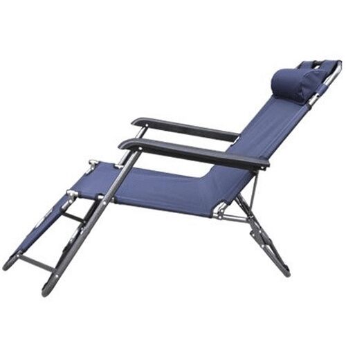 Reclining Sun Beach Deck Lounge Chair Outdoor Folding Camping Fishing Arm Rest