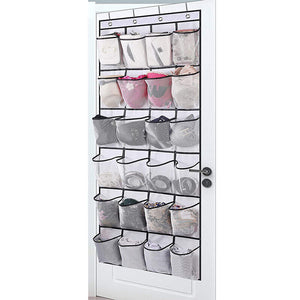 24 Pockets Shoe Holder Bag Organiser Over Door Hanging Shelf Rack Storage Bag
