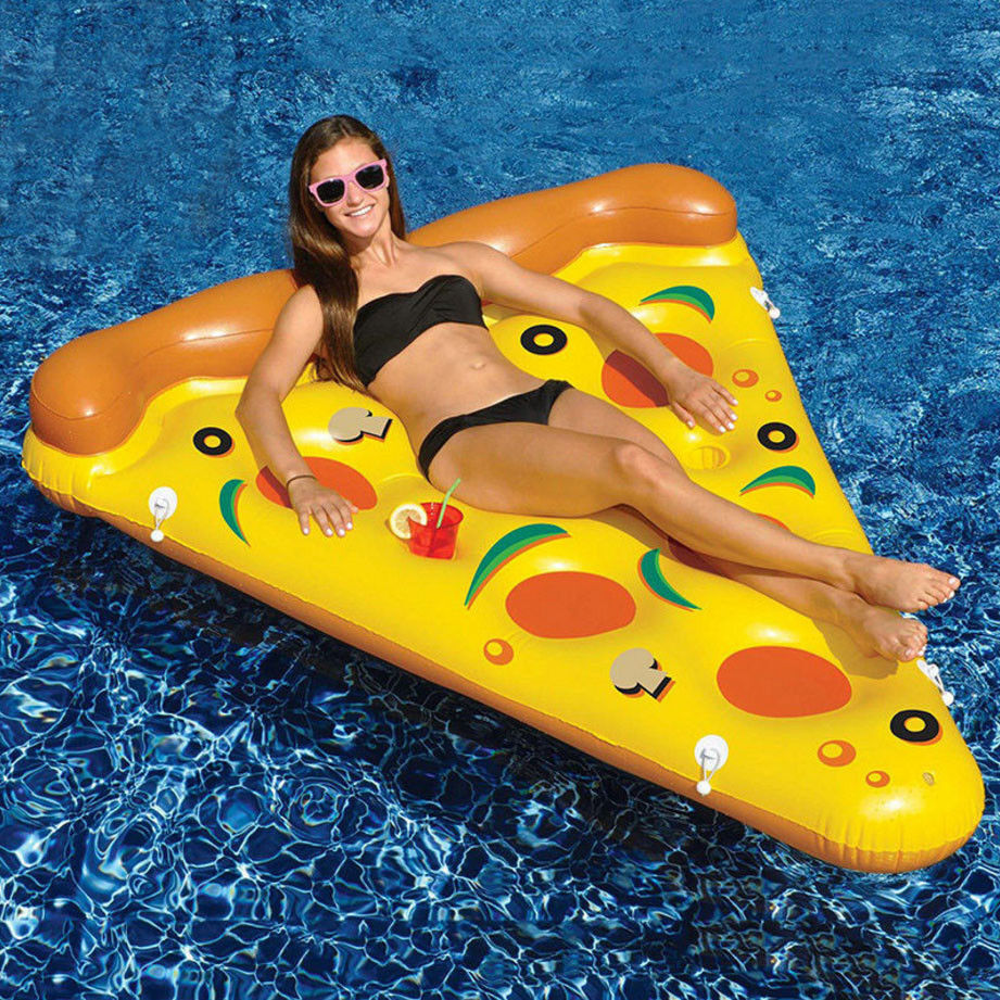 Inflatable Swimming Pool Raft Lounge Pizza Water Floating Beach Bed Chair