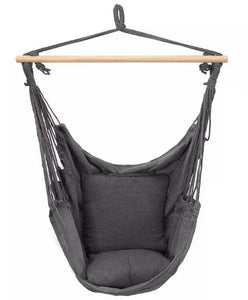 Black Hanging Hammock Chair Swing Portable Garden Outdoor Camping Soft Cushions Pillow