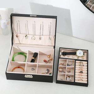 Jewelry Organizer Case Box Storage Earring Ring Jewellery Velvet Display Leather