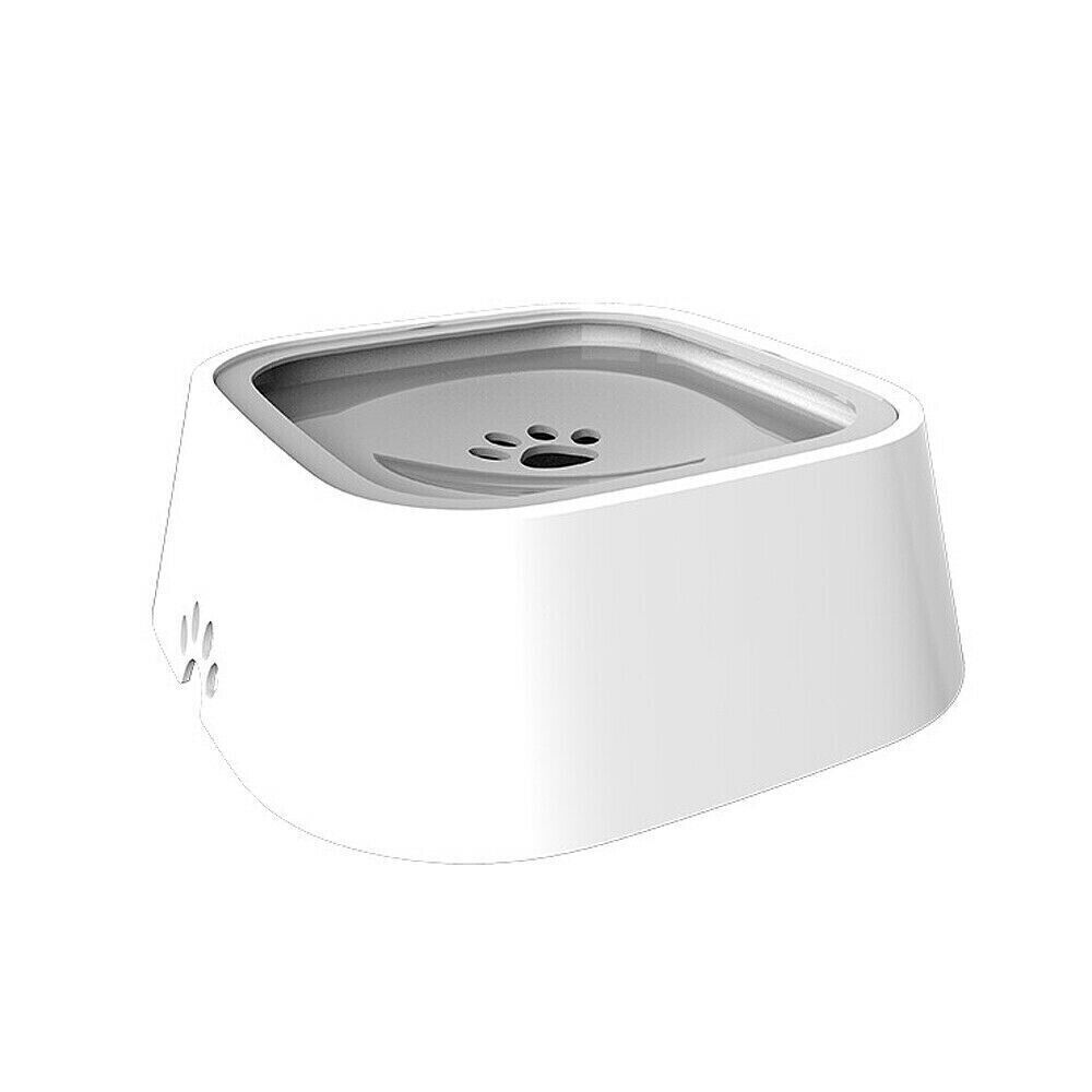 1.5L Pet Dog Cat Water Bowl No Spill Slow Feeder Dispenser Dust Free Non-Skip Grey