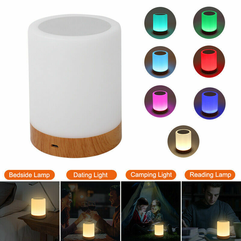 7 Color RGB Touch Night Light LED Lamp Mood Dimmable Bedside USB Rechargeable