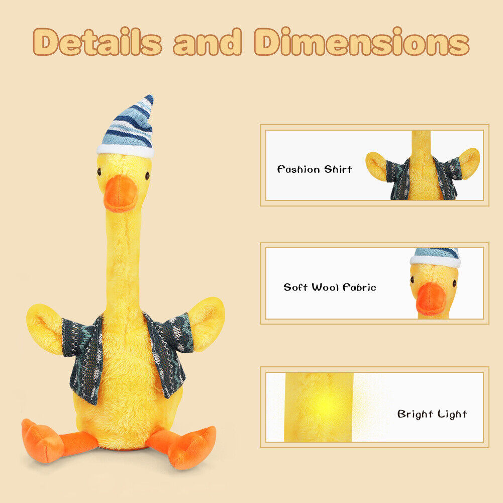 Talking Toy Dancing Duck Doll Speak Talk Sound Record Repeat Toys for Baby Kids