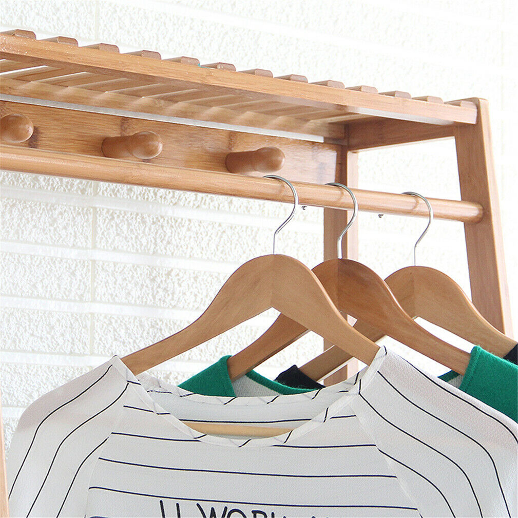 Bedroom Dressroom Bamboo Coat Clothes Rack Stand Shelf Shoe Box Holder