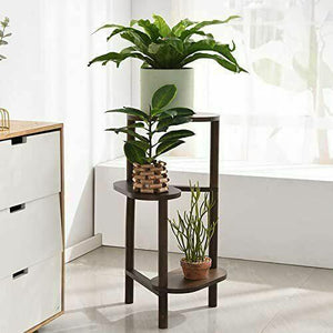 Brown 3 Tier High Low Plant Stand Flower Pot Holder Shelf for Garden Living Room Patio