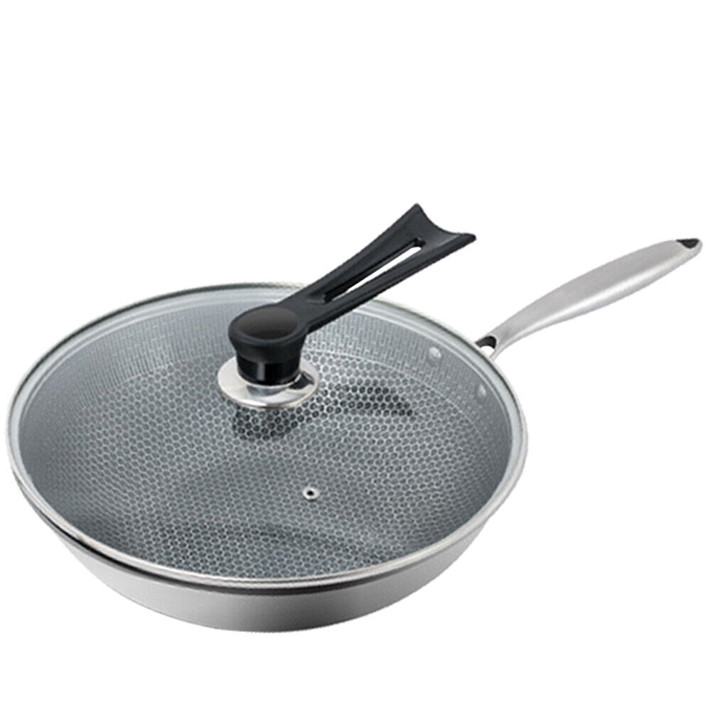 32cm Stainless Steel with Lid Cookware Non Stick Wok Kitchen Cooking