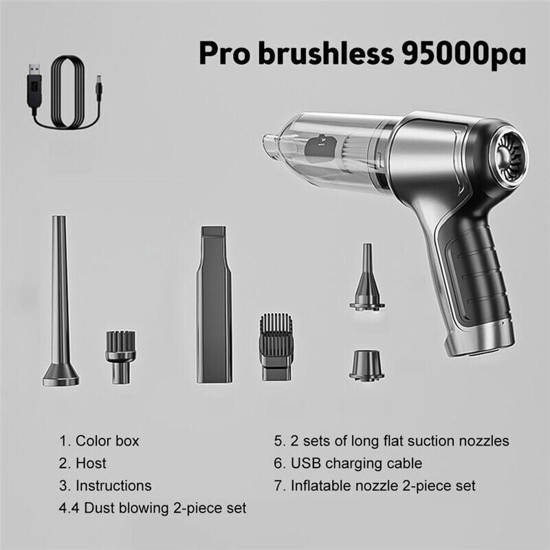 GRAY 12000PA Handheld Cordless Vacuum Cleaner Home & Car Dust Blower Mini Air Duster